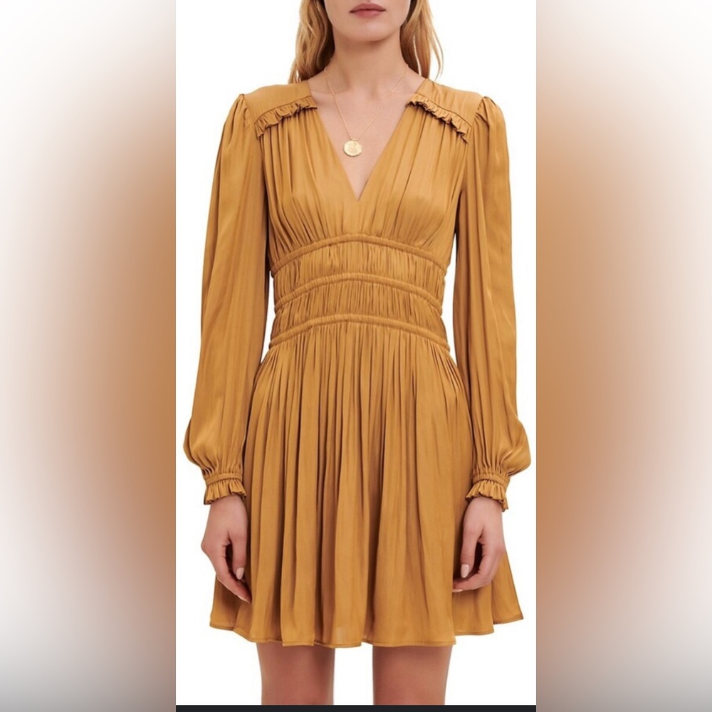 Maje - Rianne Gold satin Mini Dress